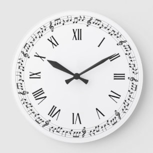 Simple Elegant Musical Notes Wall Clock