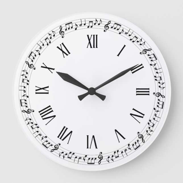 Simple Elegant Musical Notes | Wall Clock (Front)