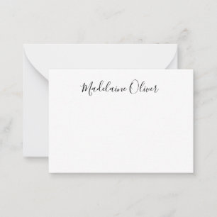 Simple Elegant Name Black and White Note Card