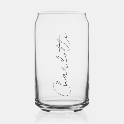 Simple elegant name in handwritten style script can glass