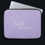 Simple Elegant Name Modern Laptop Sleeve<br><div class="desc">Modern purple / lavender laptop sleeve featuring a simple and minimal design personalized with your name in an elegant script and contemporary sans serif font.</div>