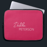 Simple Elegant Name Modern Laptop Sleeve<br><div class="desc">Modern magenta / fuschia pink laptop sleeve featuring a simple and minimal design personalized with your name in an elegant script and contemporary sans serif font.</div>