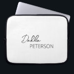 Simple Elegant Name Modern Laptop Sleeve<br><div class="desc">Modern black and white laptop sleeve featuring a simple and minimal design personalized with your name in an elegant script and contemporary sans serif font.</div>