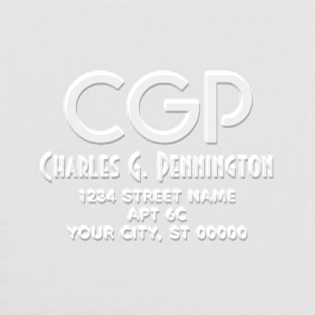 Simple Elegant Name Return Address LG Initials #94 Embosser (Design)