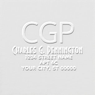 Simple Elegant Name Return Address LG Initials #95 Embosser