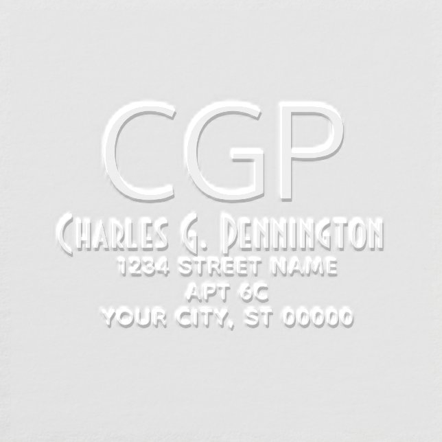 Simple Elegant Name Return Address LG Initials #95 Embosser (Design)