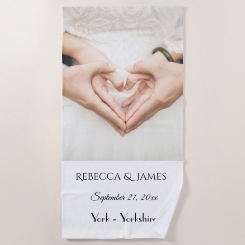Simple Elegant Name Wedding Honeymoon Towel