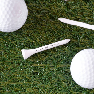 Simple elegant names black and white wedding golf tees