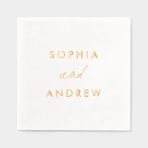 Simple Elegant Names Wedding  Foil Napkins