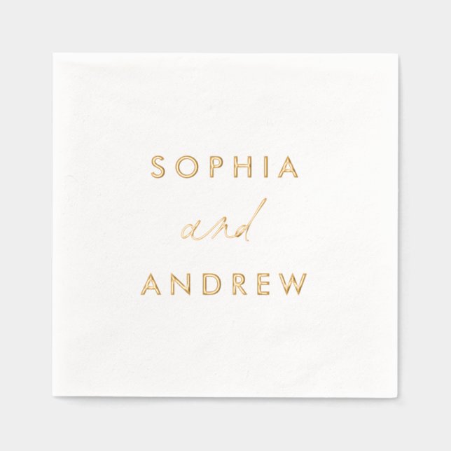 Simple Elegant Names Wedding  Foil Napkins (Front)