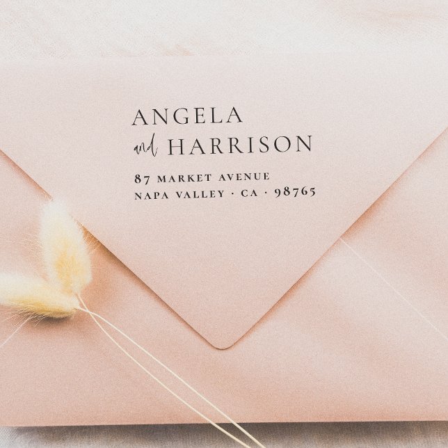 Simple & Elegant Names Wedding Return Address Rubber Stamp (Rubber Stamp Mock-up)