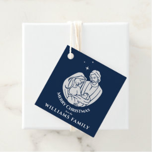 Simple Elegant Nativity Baby Jesus Merry Christmas Favor Tags