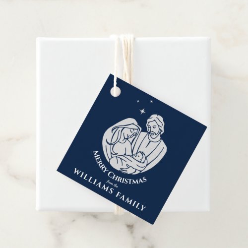 Simple Elegant Nativity Baby Jesus Merry Christmas Favor Tags