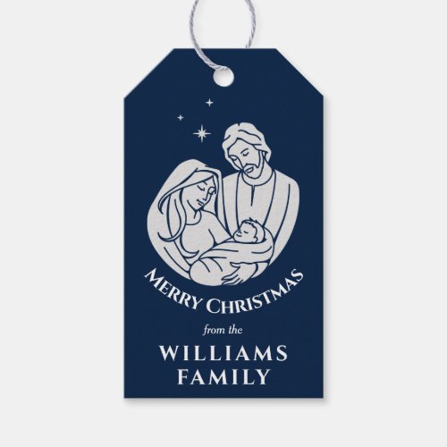 Simple Elegant Nativity Baby Jesus Merry Christmas Gift Tags