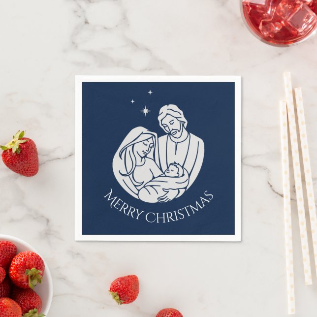 Simple Elegant Nativity Baby Jesus Merry Christmas Napkins (Insitu)