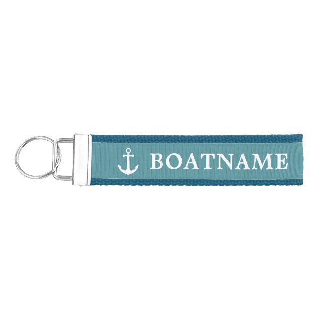 Simple Elegant Nautical Anchor Deep Aqua Blue |  Wrist Keychain (Keys on Left)