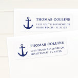 Simple Elegant Nautical Blue Anchor Return Address Label