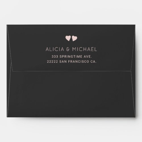 Simple elegant navy and blush wedding invitation envelope