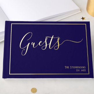 Simple Elegant Navy Blue Formal Gold