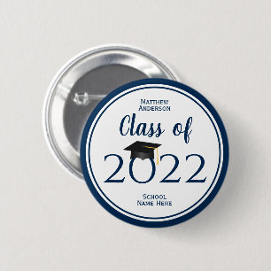 Simple Elegant Navy Blue Graduation Button