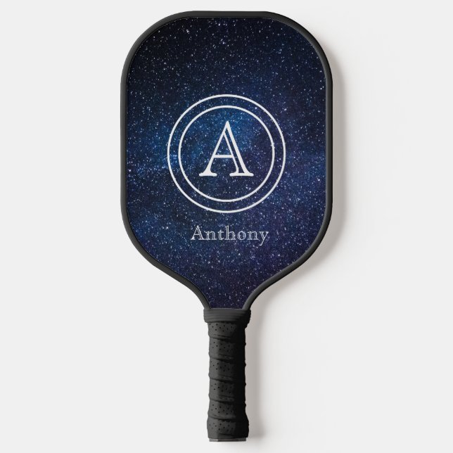 Simple Elegant Navy Blue Monogram Custom Pickleball Paddle (Front)