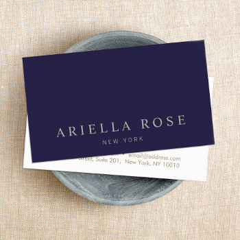 Simple Elegant Navy Blue Professional Minimalist   Business Card by sm_business_cards at Zazzle
