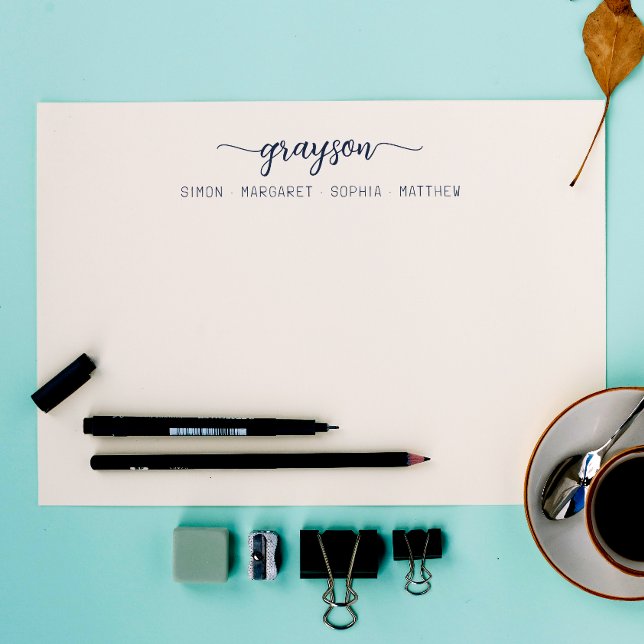 Simple Elegant Navy Blue Script Family Stationery Note Card (Creator Uploaded)