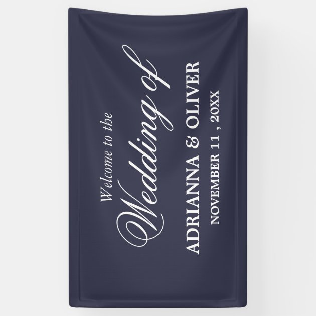 Simple Elegant Navy Blue Welcome Wedding Banner