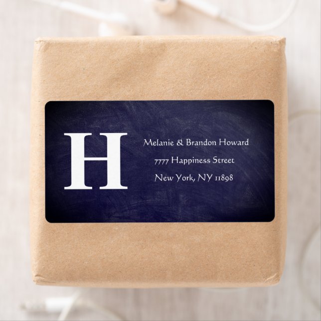 Simple Elegant Navy Blue White Monogram Initial  Label (Insitu)