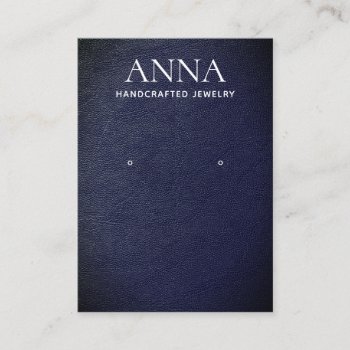 Simple Elegant Navy Leather Earring Display Business Card by sm_business_cards at Zazzle