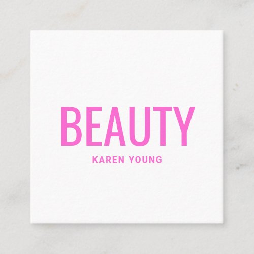 Simple elegant neon pink trendy esthetician beauty square business card