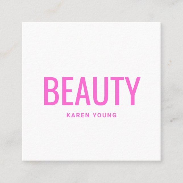 Simple elegant neon pink trendy esthetician beauty square business card (Front)