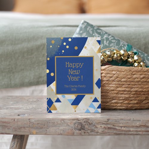 Simple elegant New Year Blue Glitter Card
