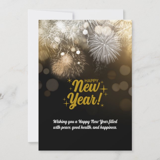 Simple Elegant New Year Wishes Holiday Card (Front)