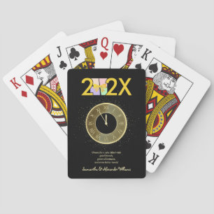 Simple Elegant New Year's Eve Gift Box Bow Poker Cards
