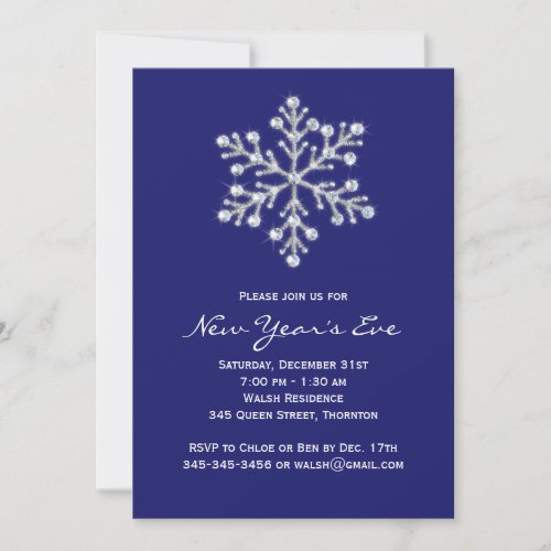 Simple  Elegant New Years Eve Party Invite blue