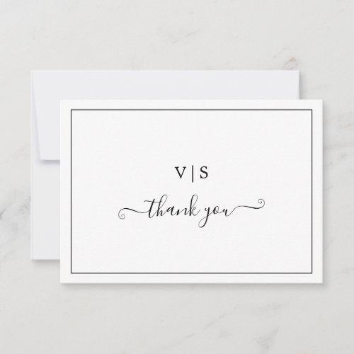 Simple Elegant Non Photo Monogram Wedding Thank You Card