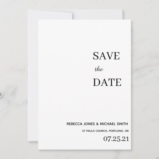 simple elegant non photo save the date (Front)
