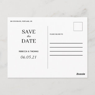 simple elegant non photo save the date postcard
