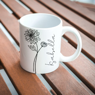 Simple Elegant November Birth Flower Script Name Coffee Mug