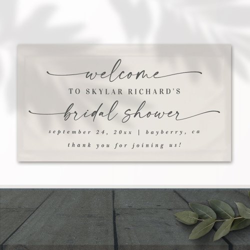 Simple Elegant Off_White Bridal Shower Welcome Banner