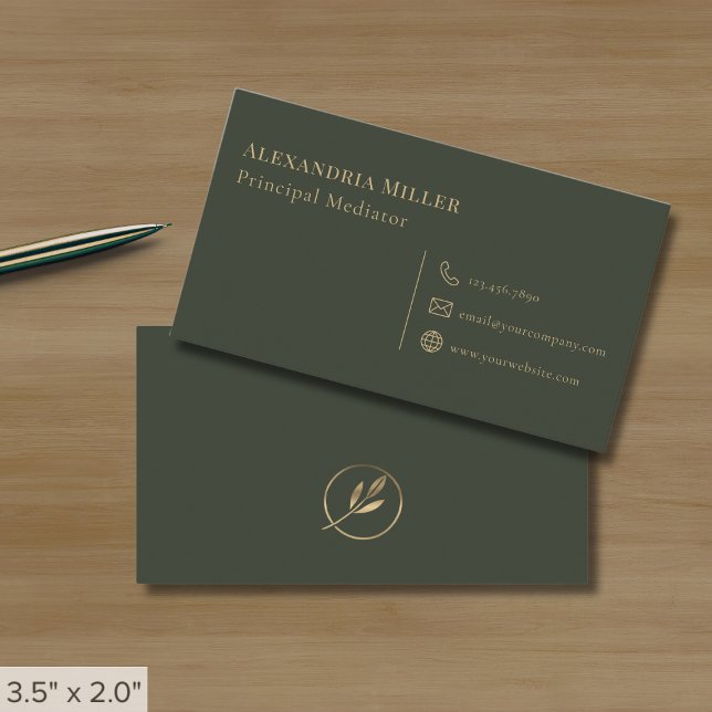 Simple Elegant Olive Business Card (Creator Uploaded)