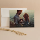 Simple elegant one photo modern type save the date<br><div class="desc">Save the date! This simple and elegant one-photo wedding save the date design is perfect for announcing your engagement and upcoming wedding. Featuring classic type and room for your custom text that can include full names, wedding date, location, website and more, this card can work with a variety of photos....</div>