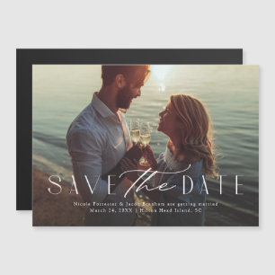 Simple elegant one photo modern type save the date magnetic invitation