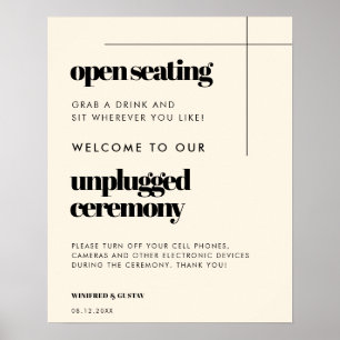 Simple elegant Open seating Unplugged ceremony Poster