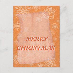 Simple Elegant Orange Bell Snowflake Christmas Holiday Postcard