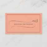 Simple Elegant Orange Minimalist Two Monogram Business Card