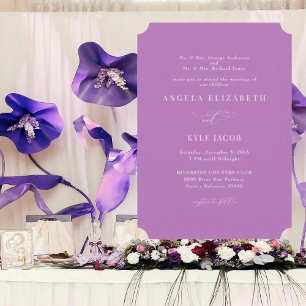 Simple & Elegant Orchid Both Parents Wedding Invitation