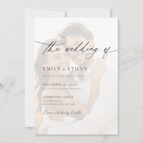 Simple Elegant Overlay Photo Wedding Invitation