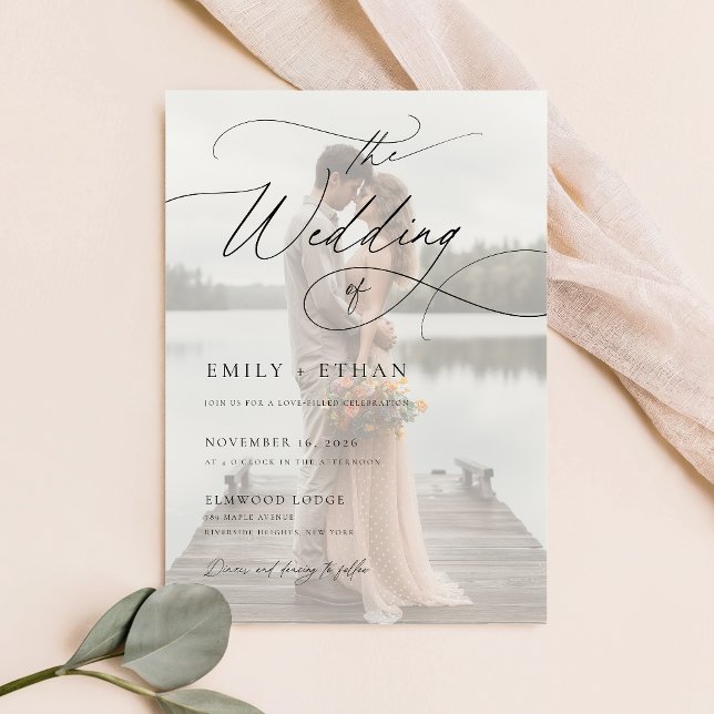 Simple Elegant Overlay Photo Wedding Invitation (Creator Uploaded)